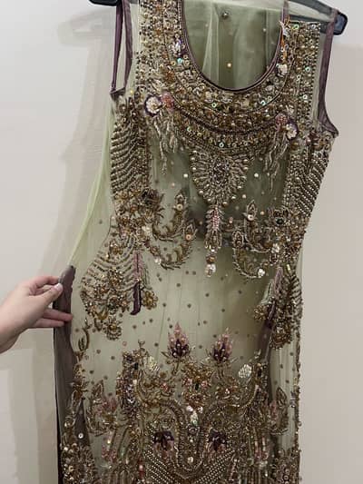 Fancy  embellished unstitched shirt  with sleeves for wedding