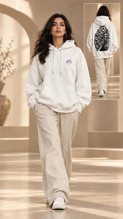 hoodie for girl with Arabic art+horse Design =perfect combo