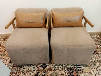 two wooden chairs