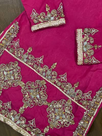 Bridal Mhndi Dress Farshi Gharara Short Shirt Heavy Dupatta