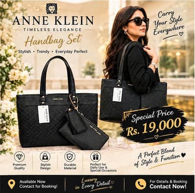Anne Klein Black Handbag | Set with Matching Wallet  | Brand New