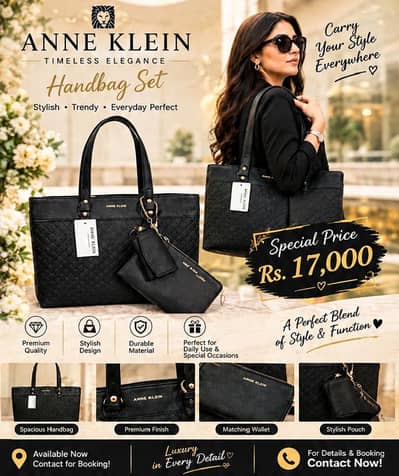 Anne Klein Black Handbag | Set with Matching Wallet  | Brand New