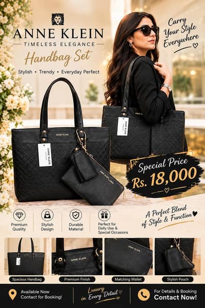 Anne Klein Black Handbag | Set with Matching Wallet  | Brand New