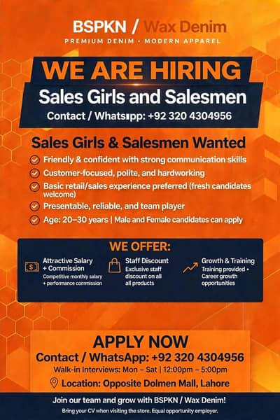 Hiring for retail outlet