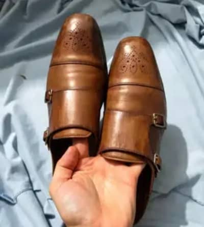 White Chunky loafer Size 44/10 Brown Monk Strp formal 43/44