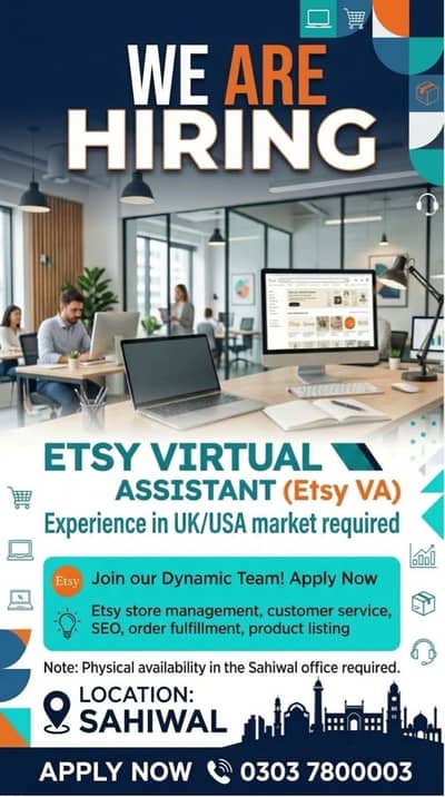 Etsy Virtual Assistant (UK/USA Market) - Office Based Sahiwal