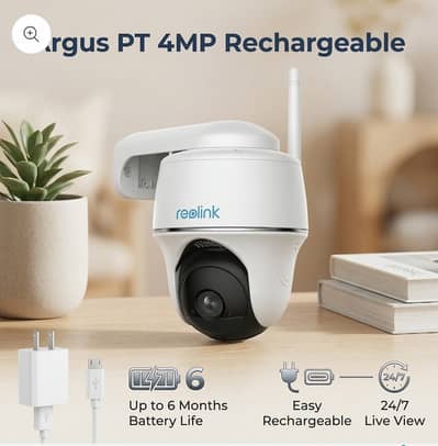 Reolink Argus PT 4MP Rechargeable Security Camera| 64GB |3 Days Backup