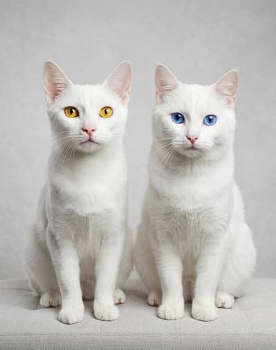 Two Cats blue and yellow eyes