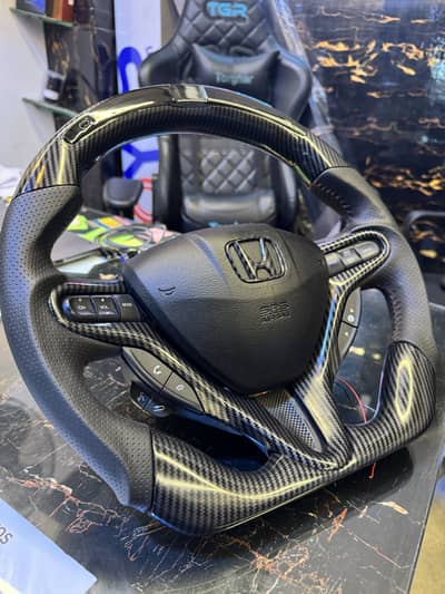 Led carbon fiber steering wheel | Honda civic carbon steering