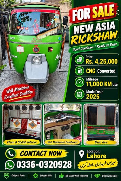 New Asia Rickshaw 2025 Model for Sale – Excellent Condition