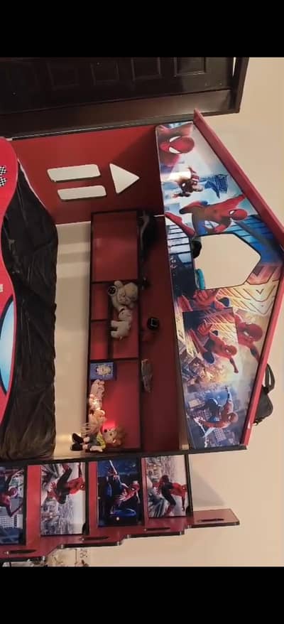 triple bunk bed with stair cabinets and boxes