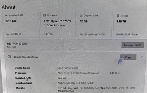 High-End Gaming PC Ryzen 7 5700X | RTX 3060 12GB | 32GB RAM