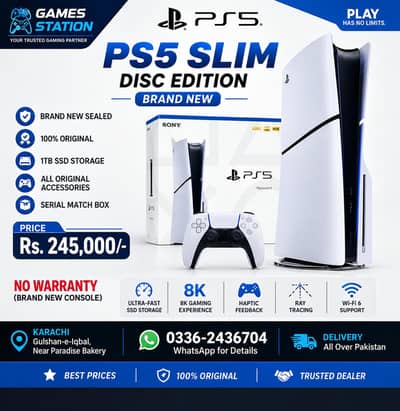 PS5 Slim Disc 1TB Brand New | Genuine | Games Station