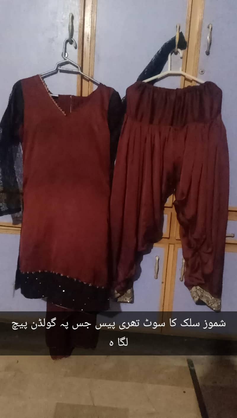 سلے ہوئے کپڑے تھری پیس سوٹ ہاتھ کی کڑھائی والے سوٹ شموز سلک شفون 14