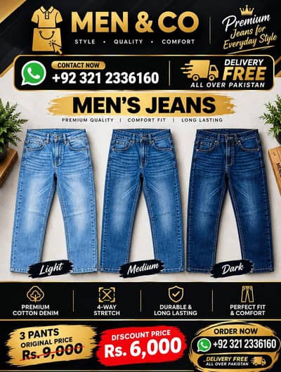 Men Jeans / Denim Pants / Men’s Cotton Jeans / Stretchable Jeans /