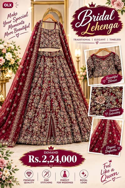 Bridal Lehenga for Sale  Maroon Bridal Lehenga | Heavy Embroidery dres