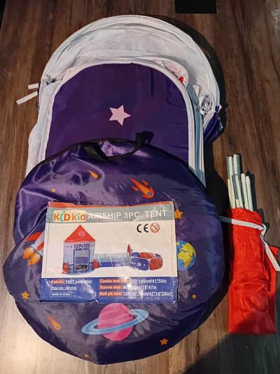 3- in - 1 ROcket Ship kids Play Tent with Tunnel and Ball Pit