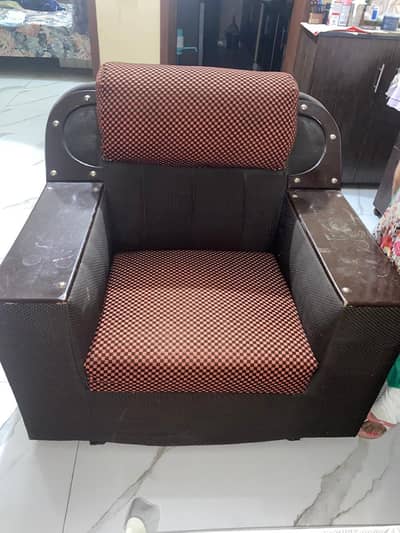 orange wooden sofa set 6 seater.