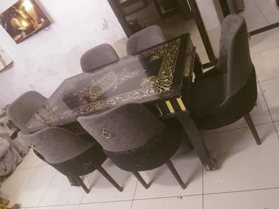 Dining table with six big chairs