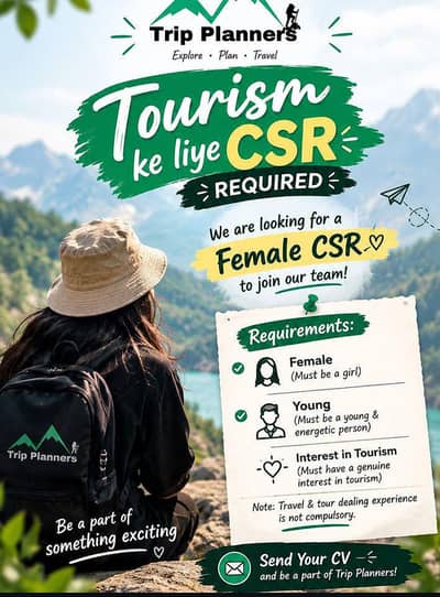 Female CSR required for Tourism company