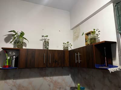 fridge, cabinets with slape nd shelves 4 seater sofa set