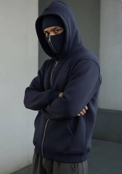heavy weight fleece hoodie navy blue for man