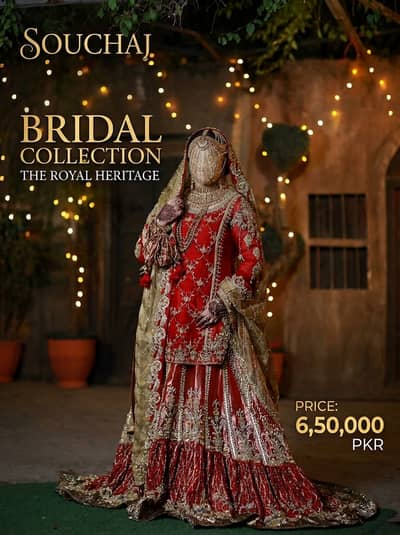 Souchaj Royal Heritage Red Bridal Gharara / Lehenga Set