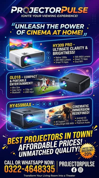 MULTIMEDIA ANDROID PROJECTORS, SMART PROJECTORS ALL MODELS AVAILABLE