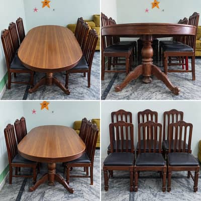 Wooden Dining Table Set with 6 Chairs