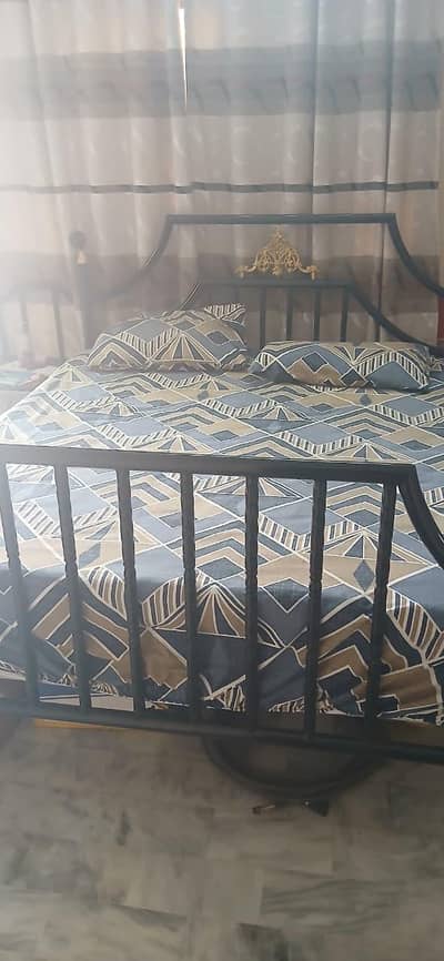 Heavy duty iron rod complete double bed set with dressing table