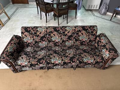 Classic Floral Wooden Sofa Set for Sale – Price Negotiable