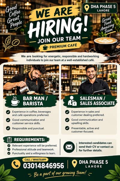 Barista and sales man/sales girl