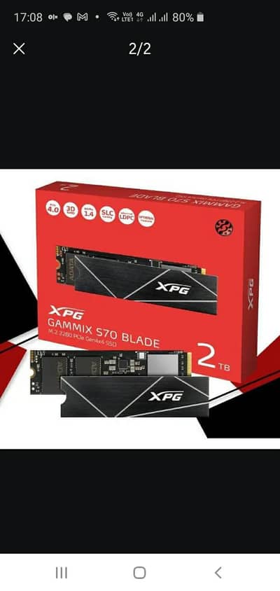 Gamming NVME XPG 2TB S70 Blade