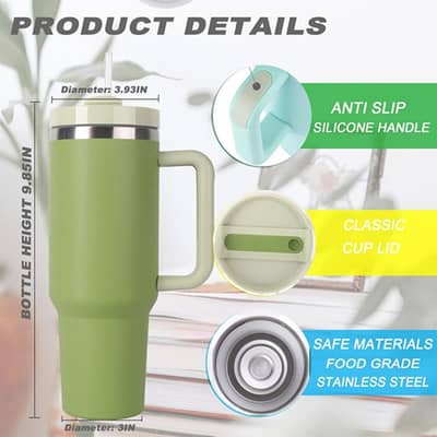 STAINLESS STEEL 40OZ THERMOS MUG WITH HANDLE