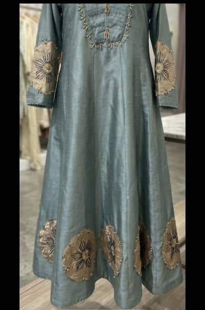 3 piece raw silk long frock