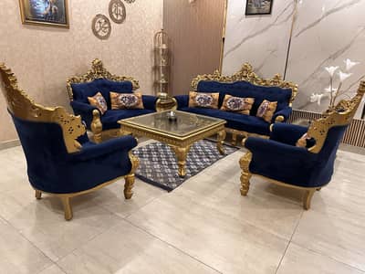 Royal Handcrafted 7-Seater Chinioti Sofa Set with Tables
