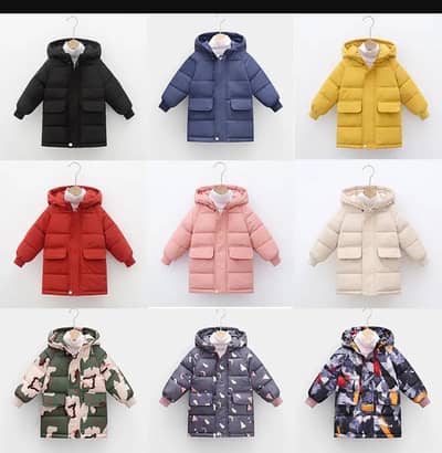 Kids Hooded Cotton Puffer Coat Multi Colors