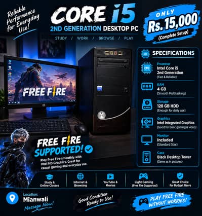 Core i5 Desktop Computer + Monitor | 4GB RAM | Rs. 15,000