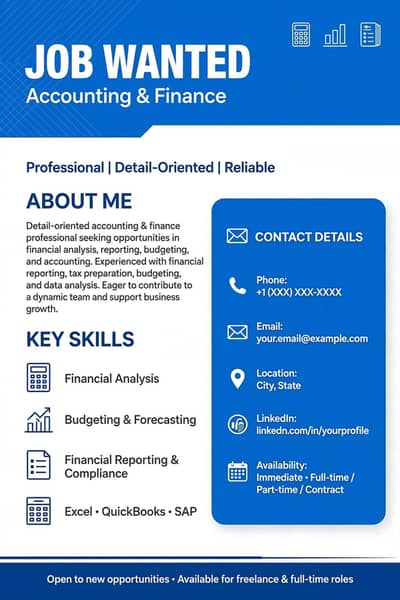 Account Officer and Finance Post
