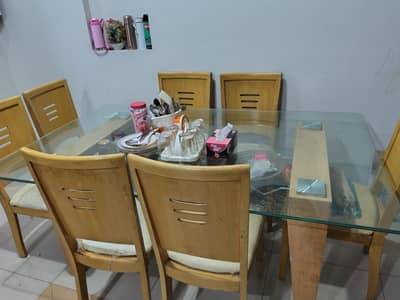Oak / Sheesham Dining table with 8 chairs
