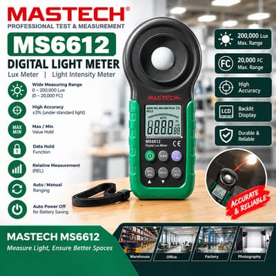 Digital Light Meter MASTECH MS6612 | Lux Meter 200,000 Lux