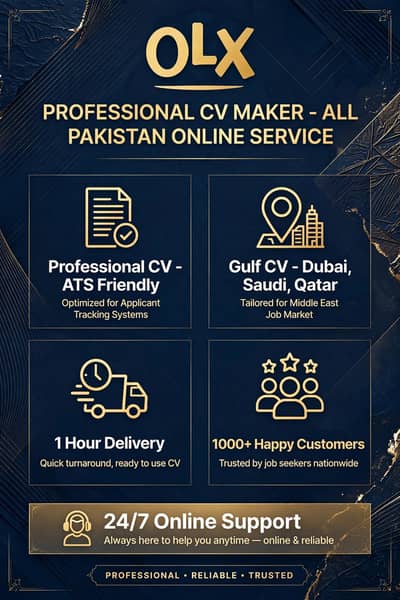 Professional CV Maker All Pakistan - Online Service - 1 Hour Delivery