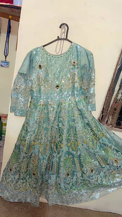 Beautiful Sky Blue Heavy Embroidered Party Wear Maxi – Worn Once