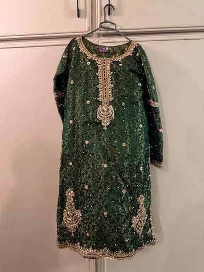 Haseens Green Formal Bridal Wedding Dress Medium Size