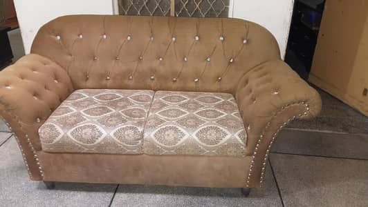 4 Seater Sofa Set 2+1+1 Brown Velvet For Sale