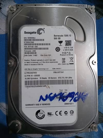 Seagate Barracuda 500 GB hard drive Used