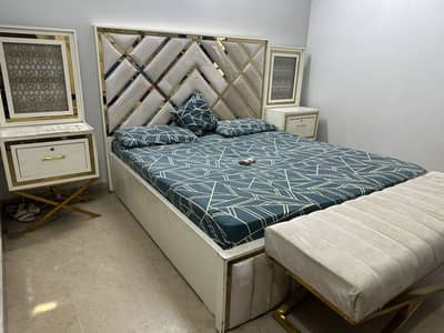 White and gold bed set