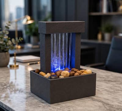 Mini USB Waterfall Fountain with LED Light - Home & Office Decor