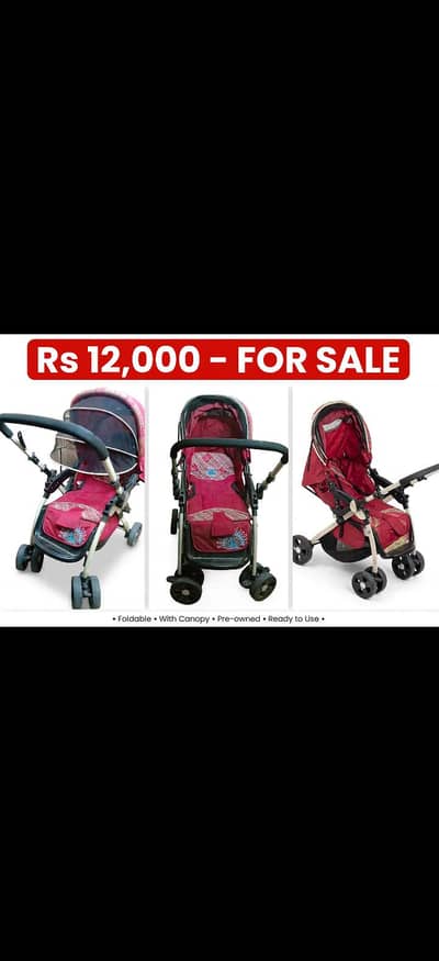 Baby Pram Stroller Red - Rs 12000 - Foldable With Mosquito Net