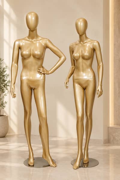 Pair of Gold Female Mannequins – Full Body Display